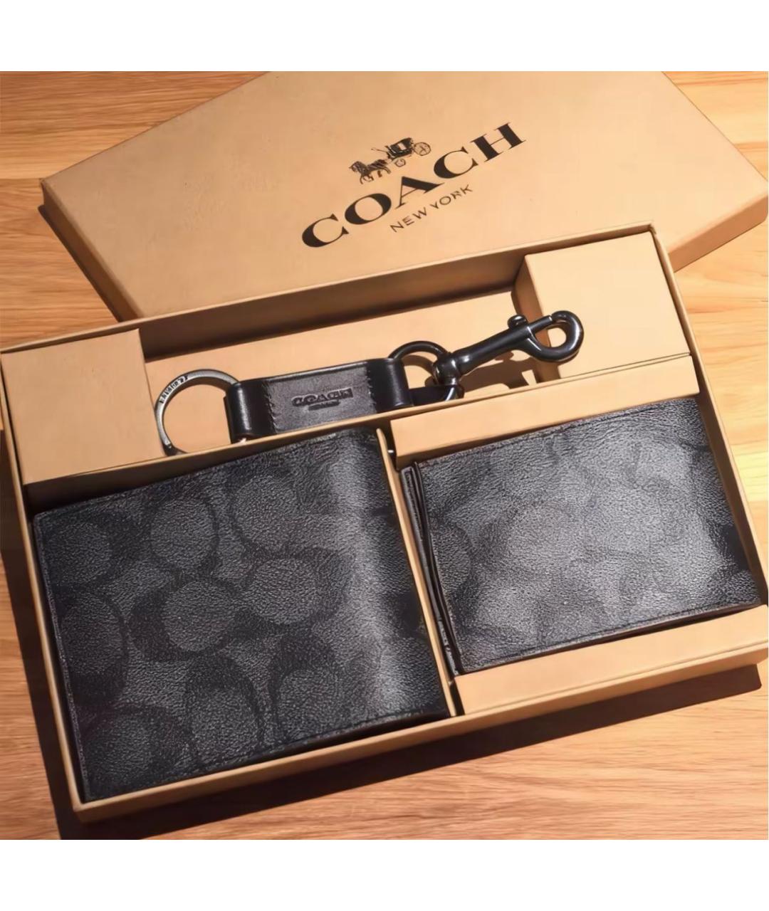 COACH Черный кожаный кошелек, фото 3