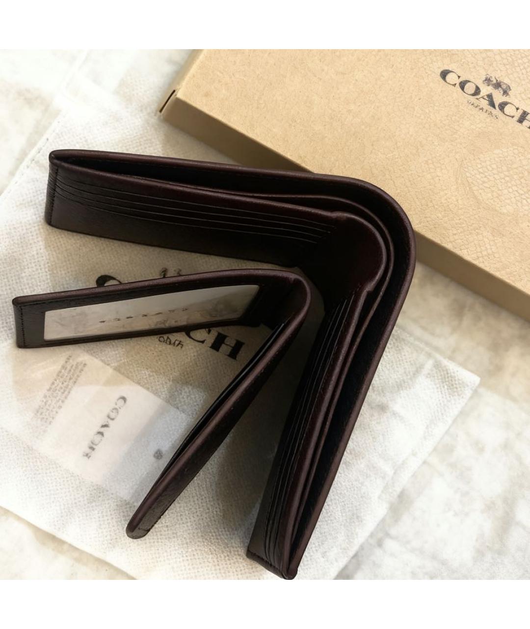 COACH Черный кожаный кошелек, фото 7