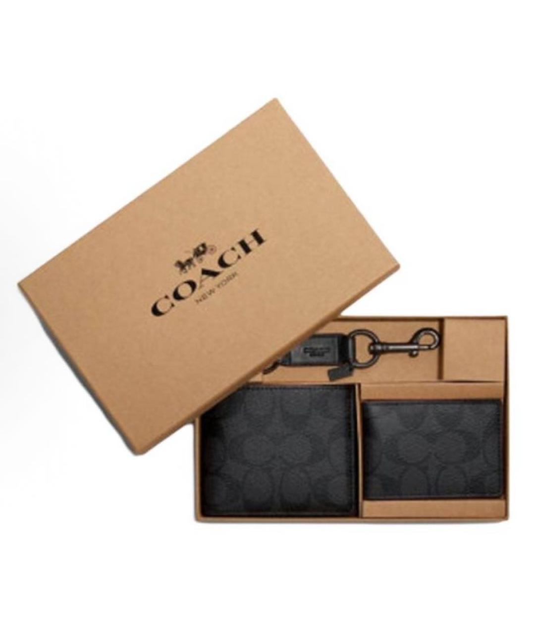 COACH Черный кожаный кошелек, фото 2