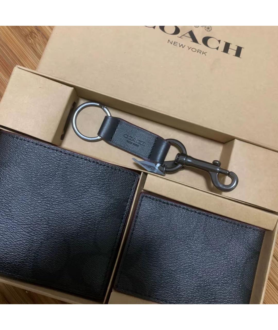 COACH Черный кожаный кошелек, фото 8