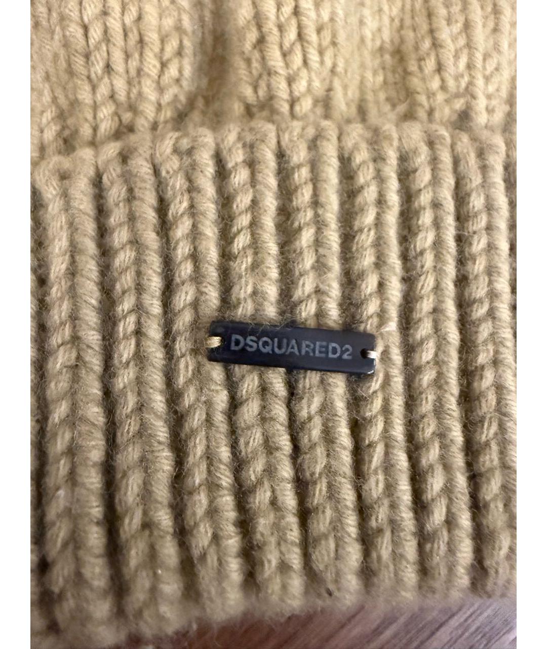 DSQUARED2 Бежевая шерстяная шапка, фото 4
