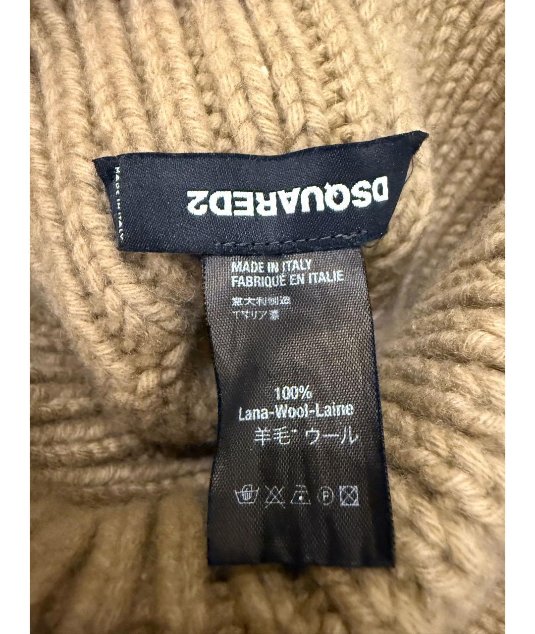 DSQUARED2 Бежевая шерстяная шапка, фото 3