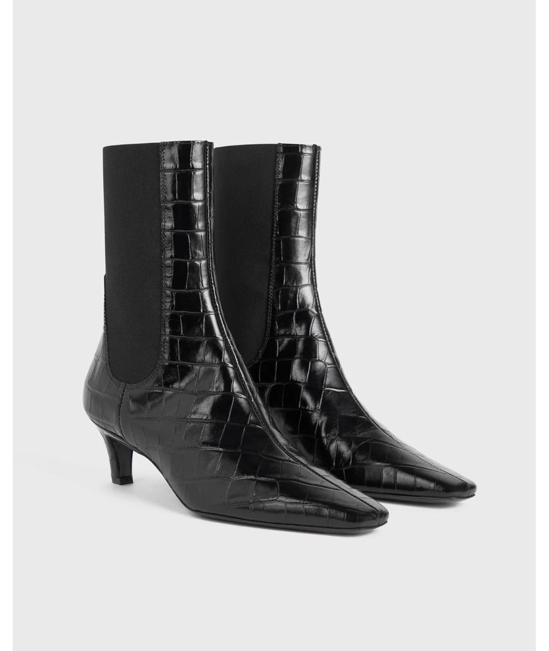 TOTEME Черные кожаные ботильоны, фото 3