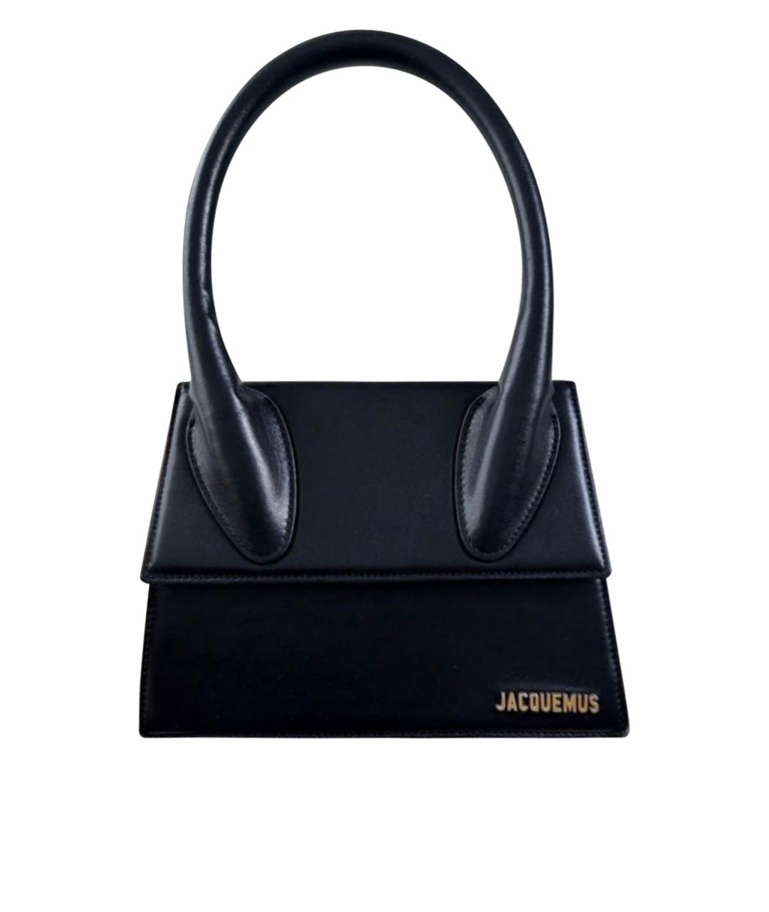 JACQUEMUS Черная кожаная сумка с короткими ручками, фото 1