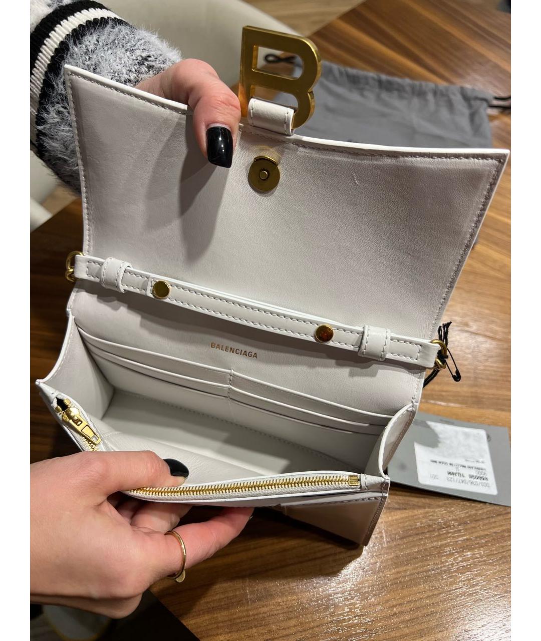 BALENCIAGA Белая кожаная сумка через плечо, фото 4