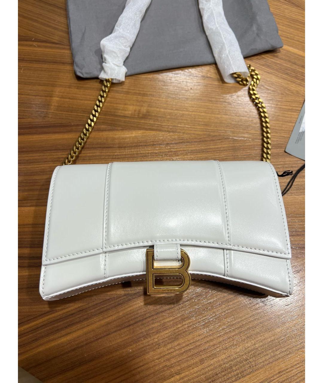 BALENCIAGA Белая кожаная сумка через плечо, фото 9