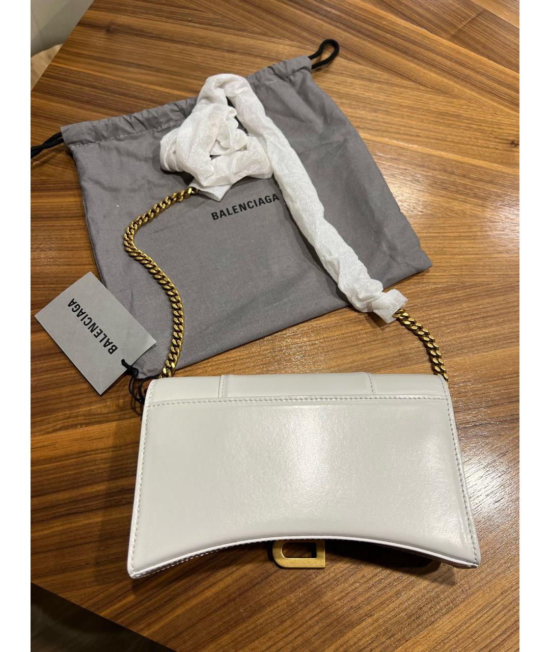 BALENCIAGA Белая кожаная сумка через плечо, фото 3