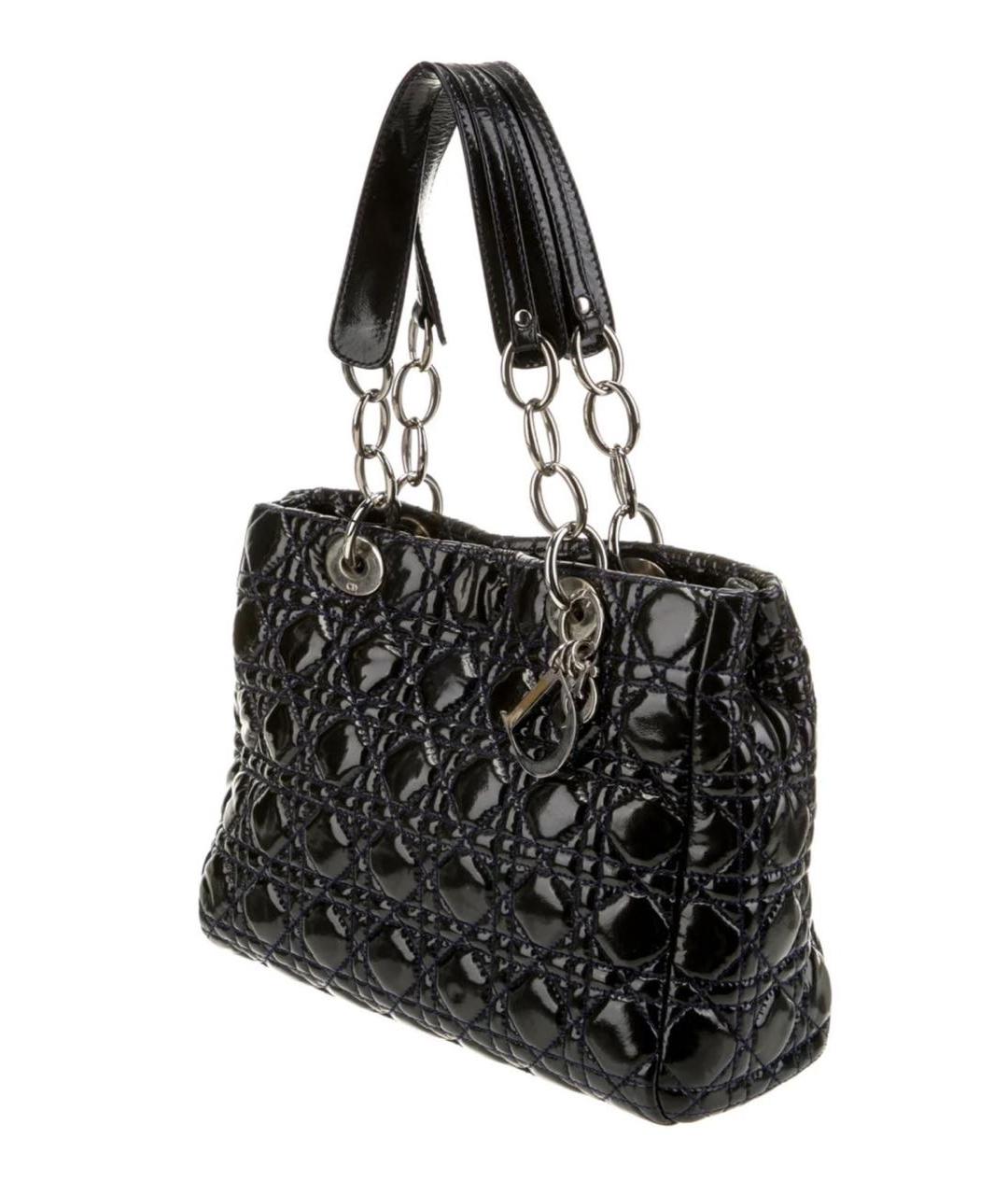 CHRISTIAN DIOR Черная сумка через плечо из лакированной кожи, фото 6