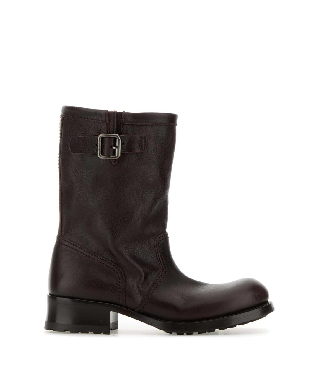 PRADA Коричневые кожаные ботинки, фото 1