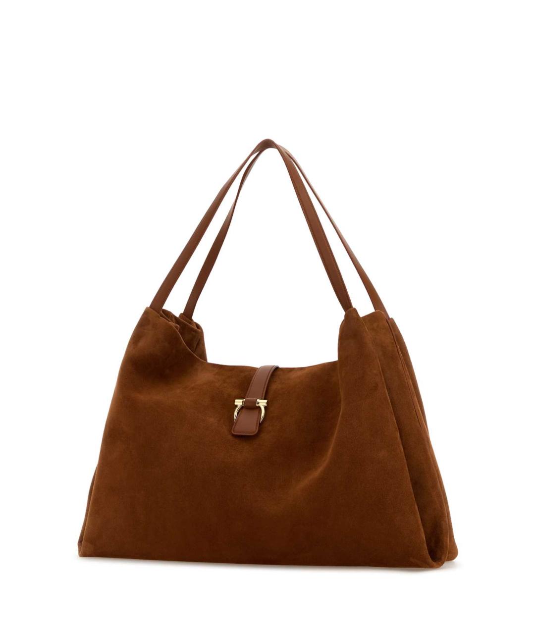 FERRAGAMO Бежевая замшевая сумка тоут, фото 2