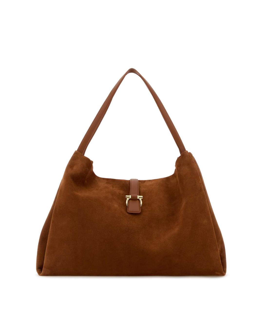 FERRAGAMO Бежевая замшевая сумка тоут, фото 1