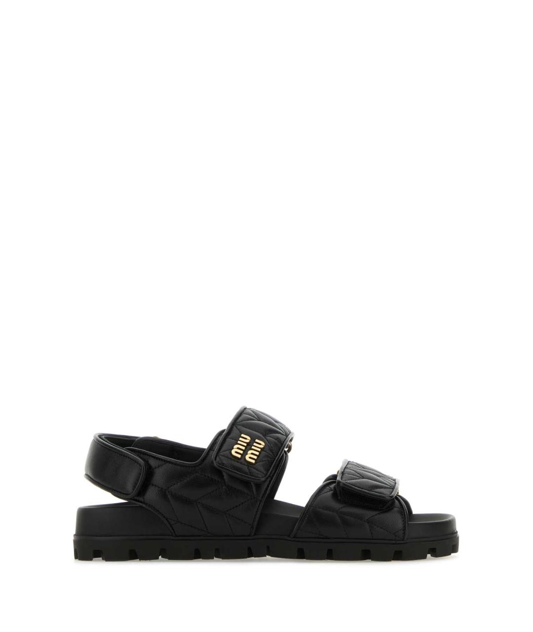 MIU MIU Черные кожаные босоножки, фото 1