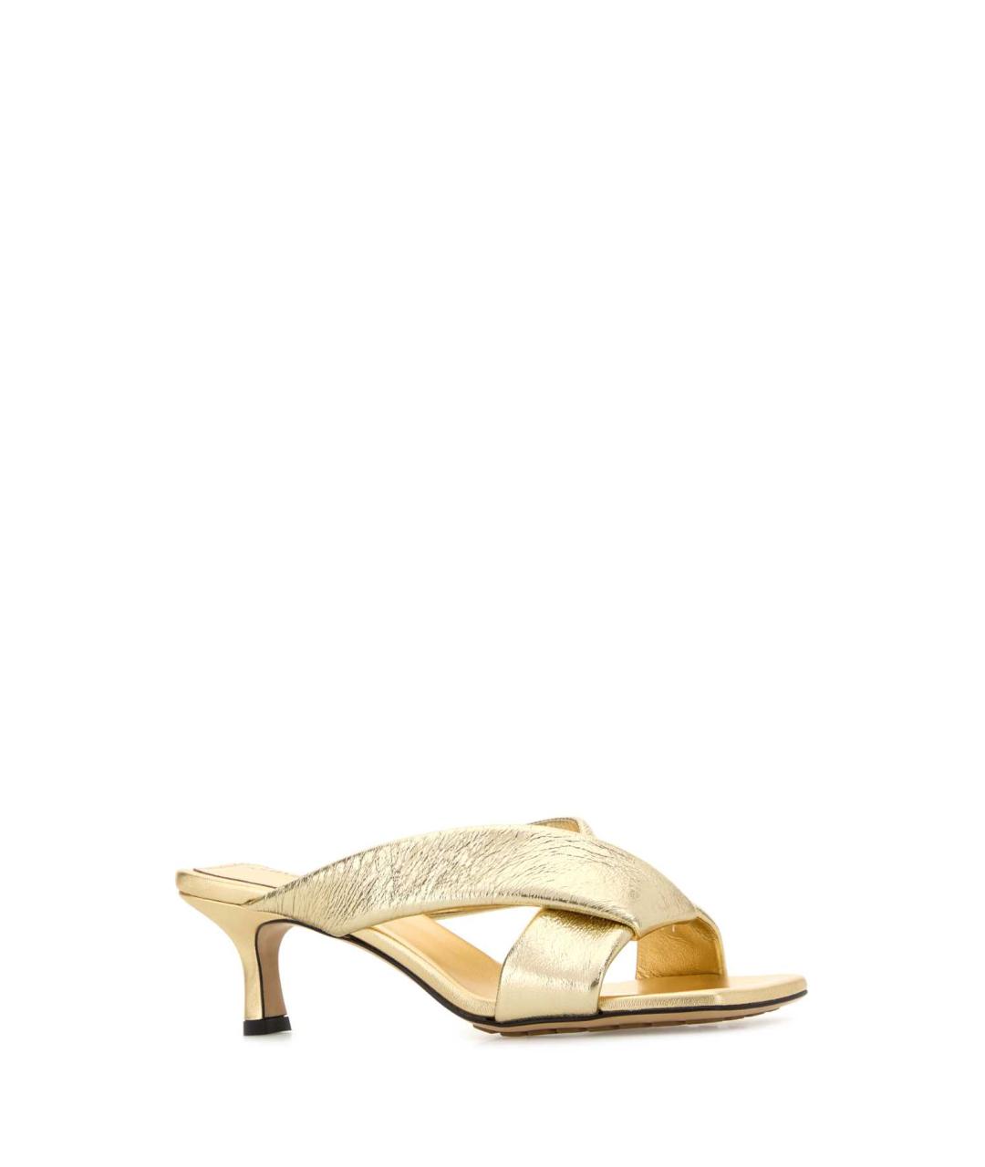 BOTTEGA VENETA Золотые кожаные мюли, фото 2