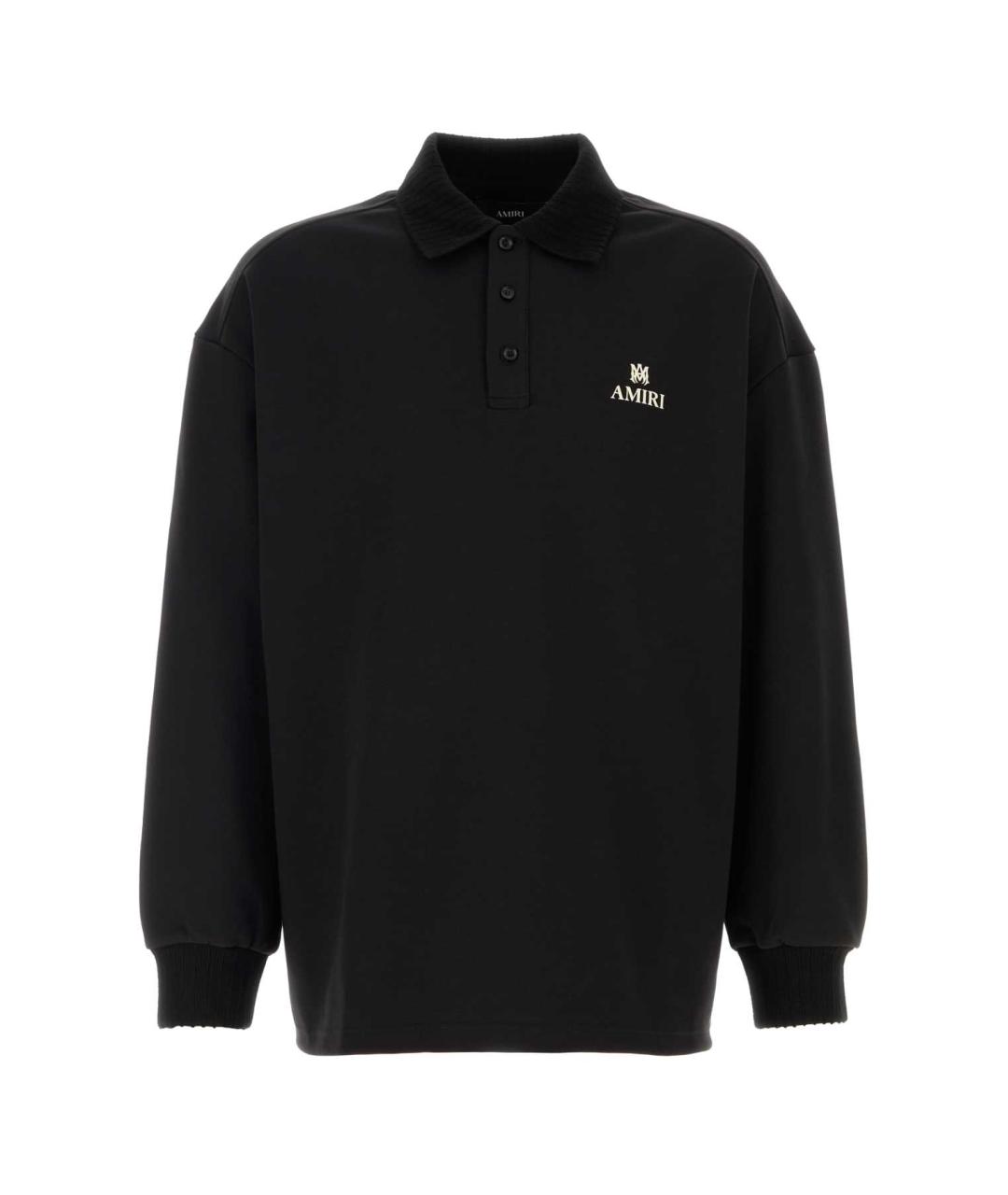 AMIRI Черное хлопко-полиэстеровое поло с длинным рукавом, фото 1