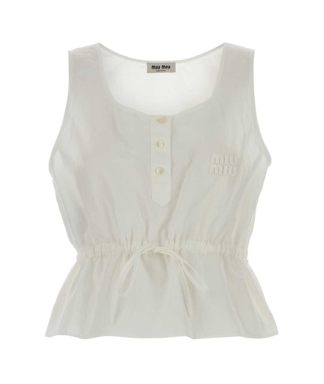 MIU MIU Белая хлопковая майка, фото 1