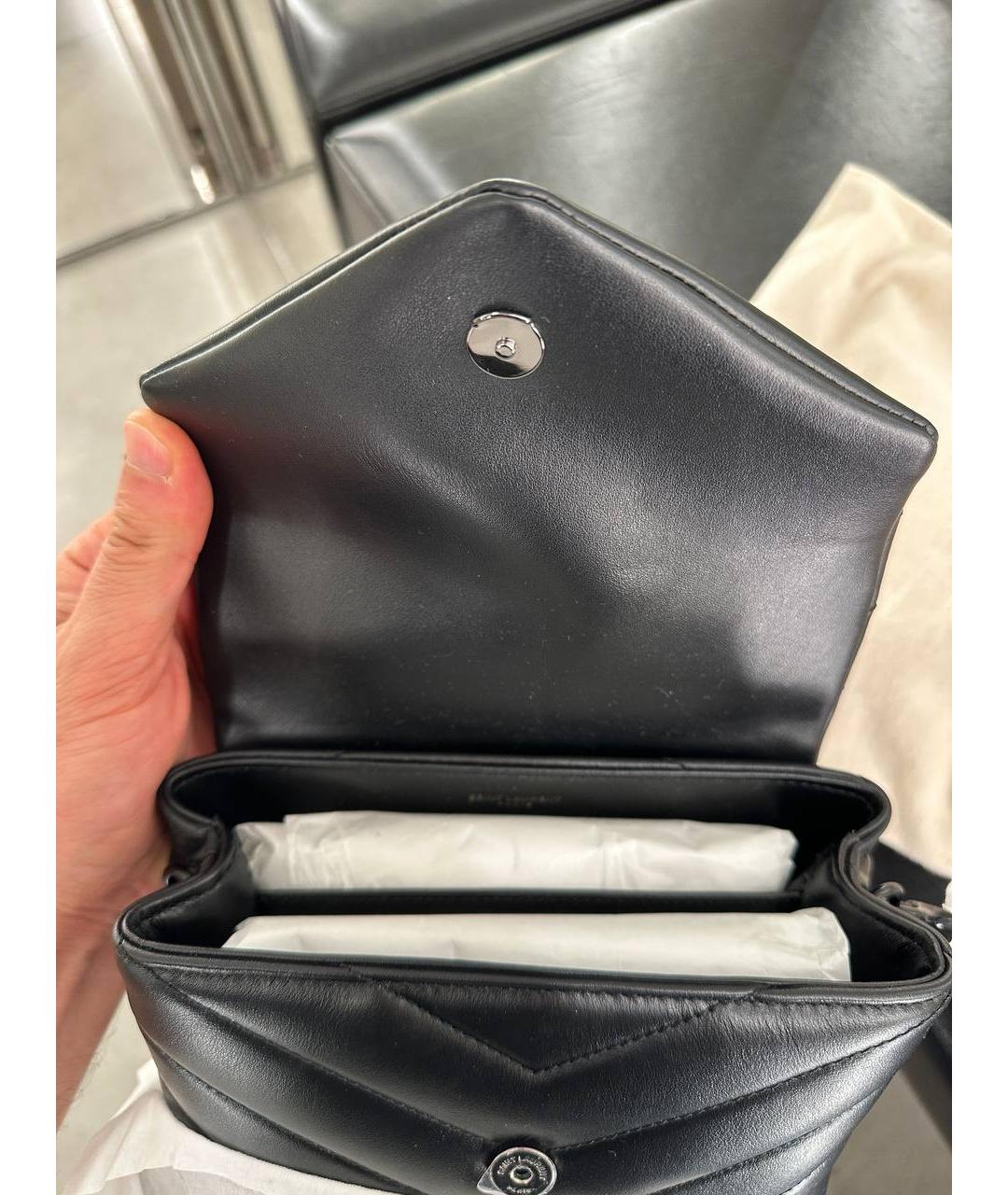 SAINT LAURENT Черная кожаная сумка через плечо, фото 3