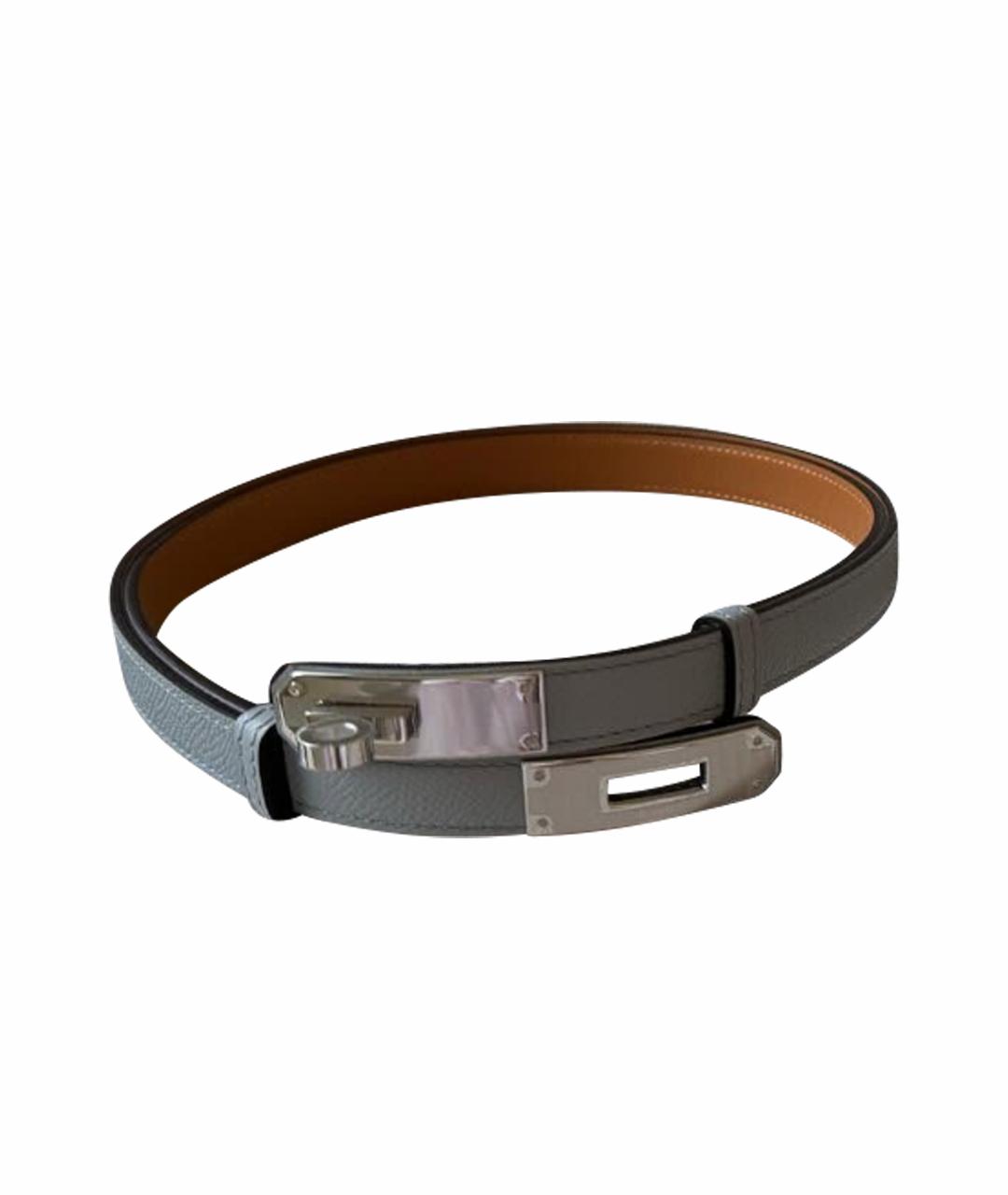 HERMES Серебрянный кожаный ремень, фото 1