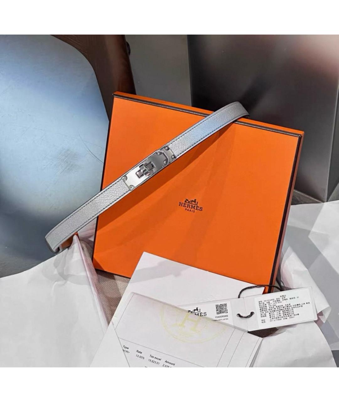 HERMES Серебрянный кожаный ремень, фото 5