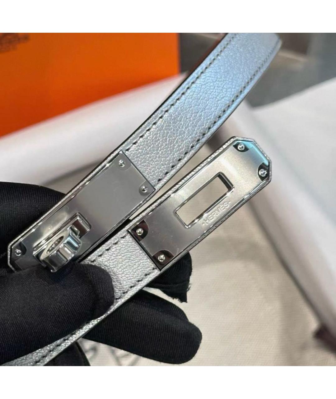 HERMES Серебрянный кожаный ремень, фото 3