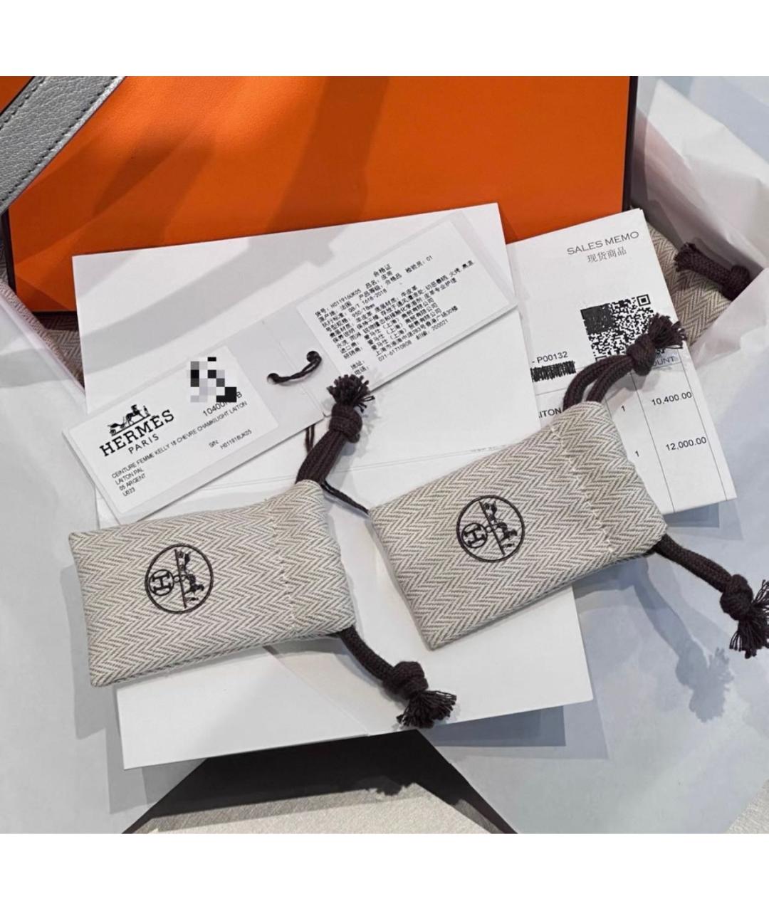 HERMES Серебрянный кожаный ремень, фото 4