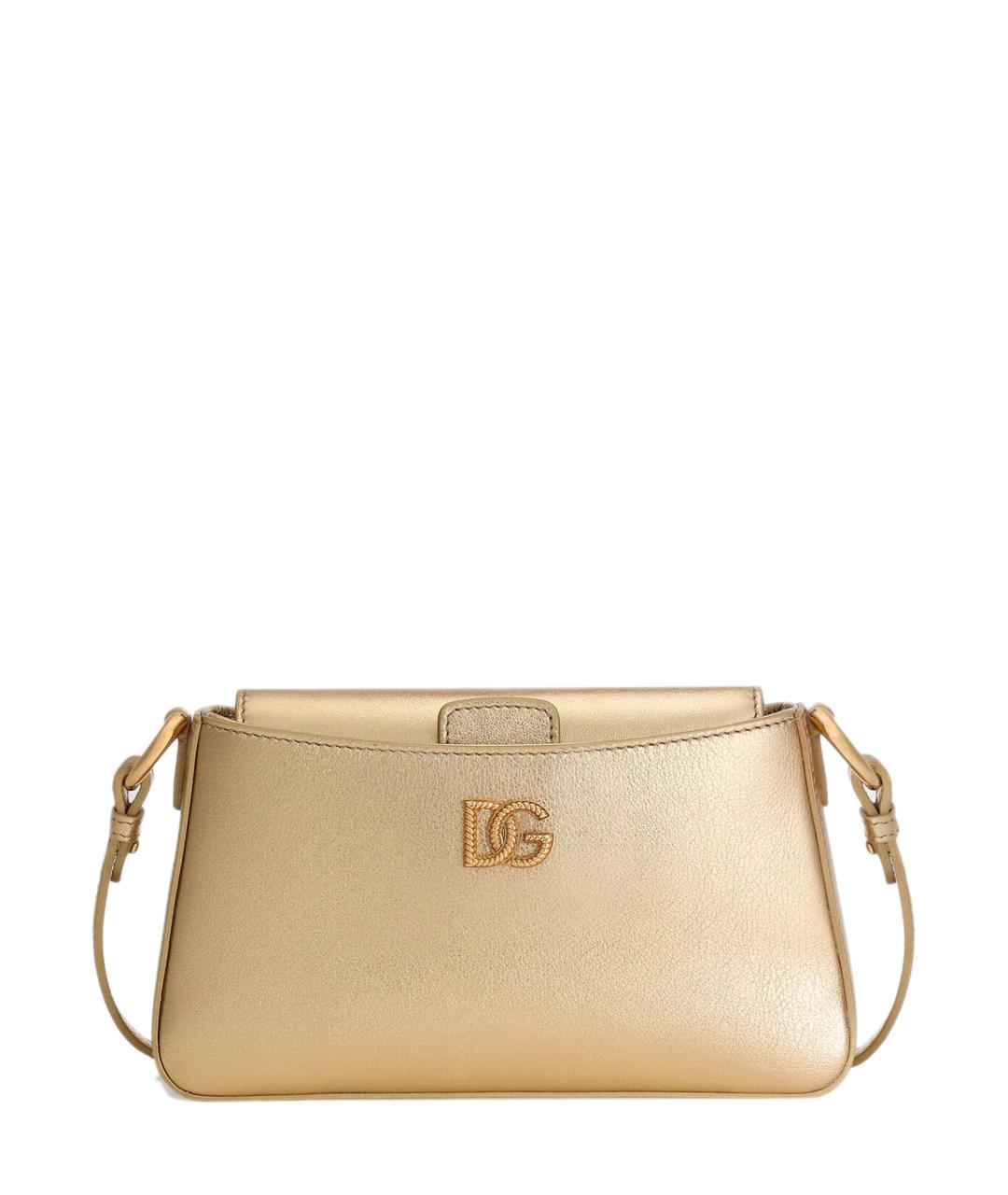 DOLCE&GABBANA Золотая кожаная сумка через плечо, фото 1