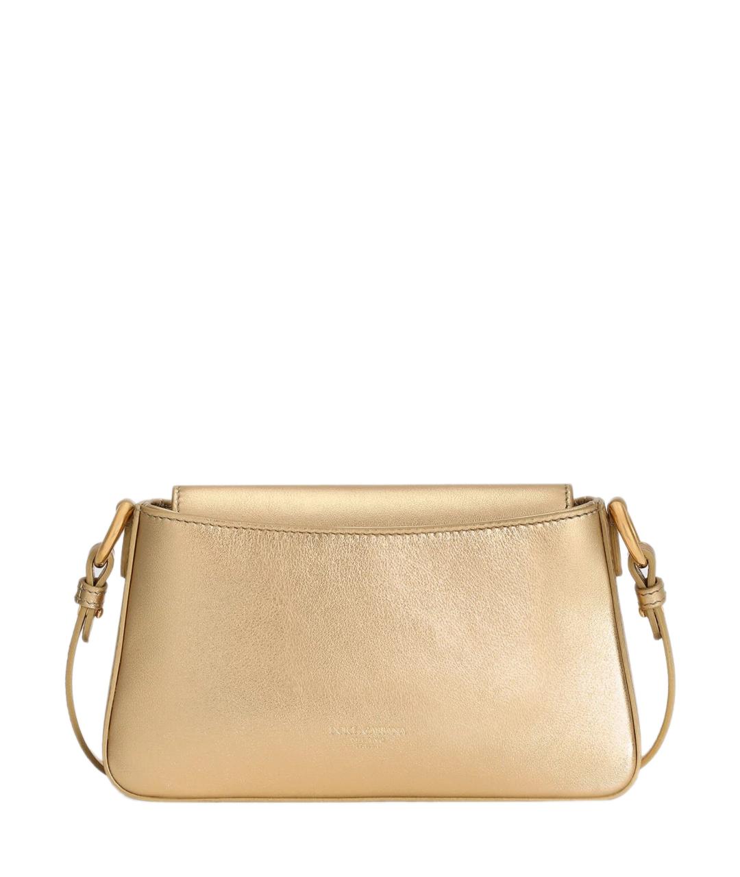 DOLCE&GABBANA Золотая кожаная сумка через плечо, фото 2