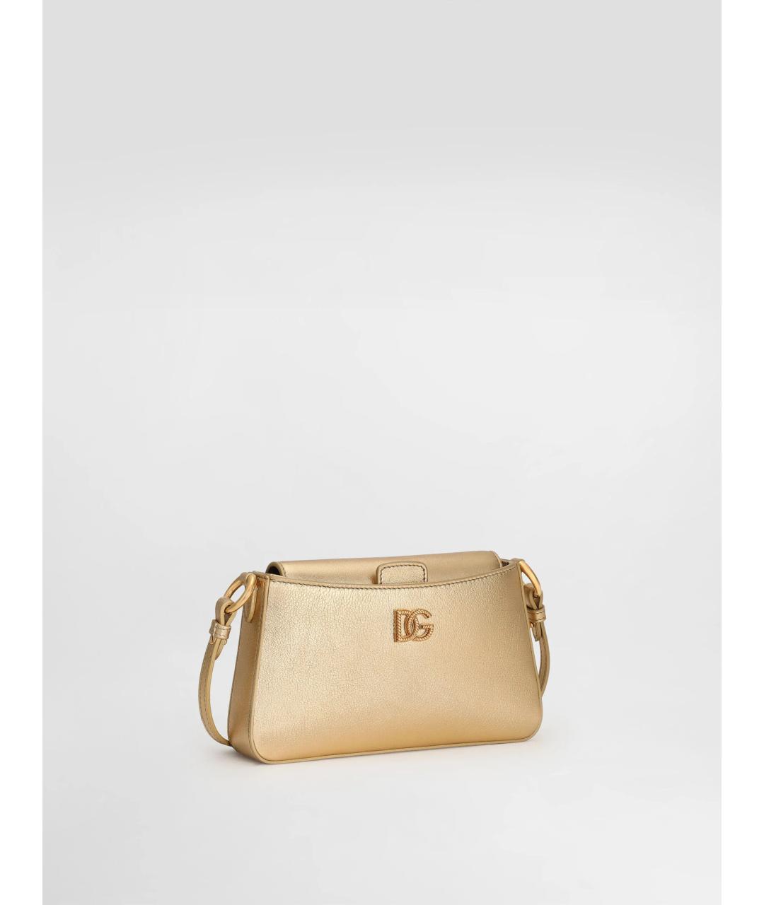 DOLCE&GABBANA Золотая кожаная сумка через плечо, фото 3