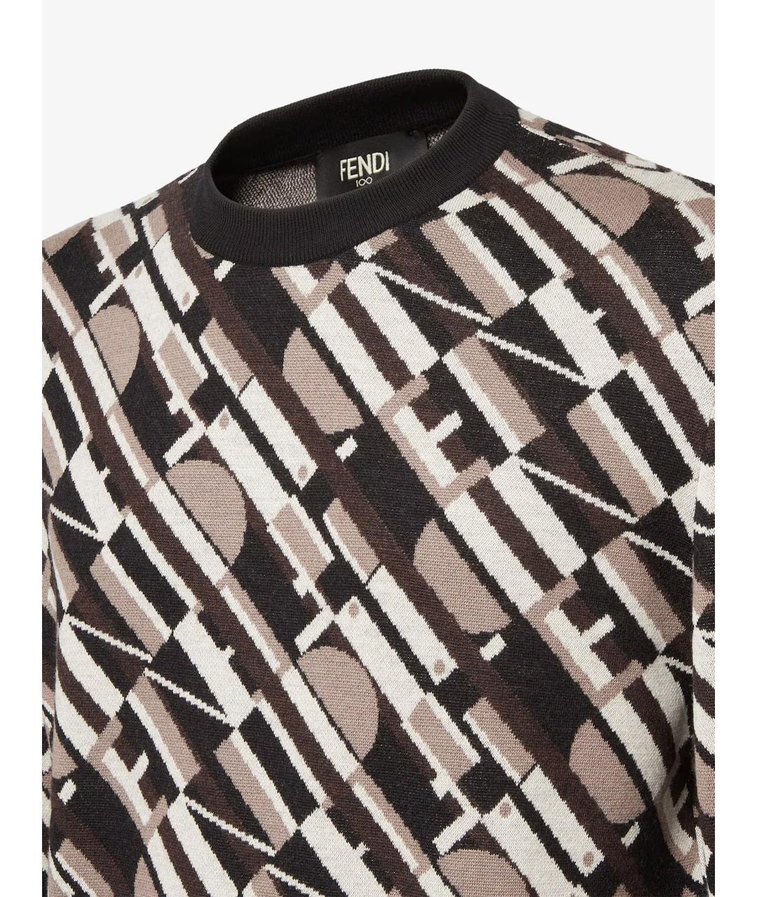 FENDI Коричневый шерстяной джемпер / свитер, фото 4