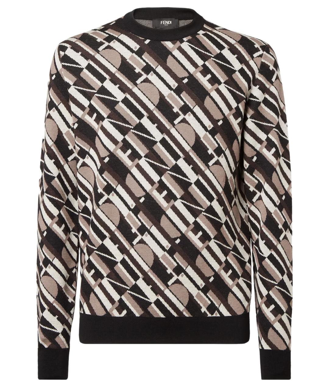 FENDI Коричневый шерстяной джемпер / свитер, фото 1