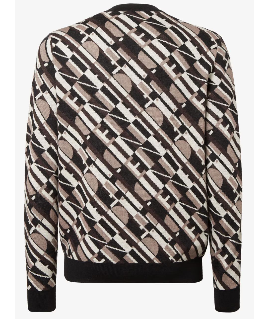 FENDI Коричневый шерстяной джемпер / свитер, фото 3