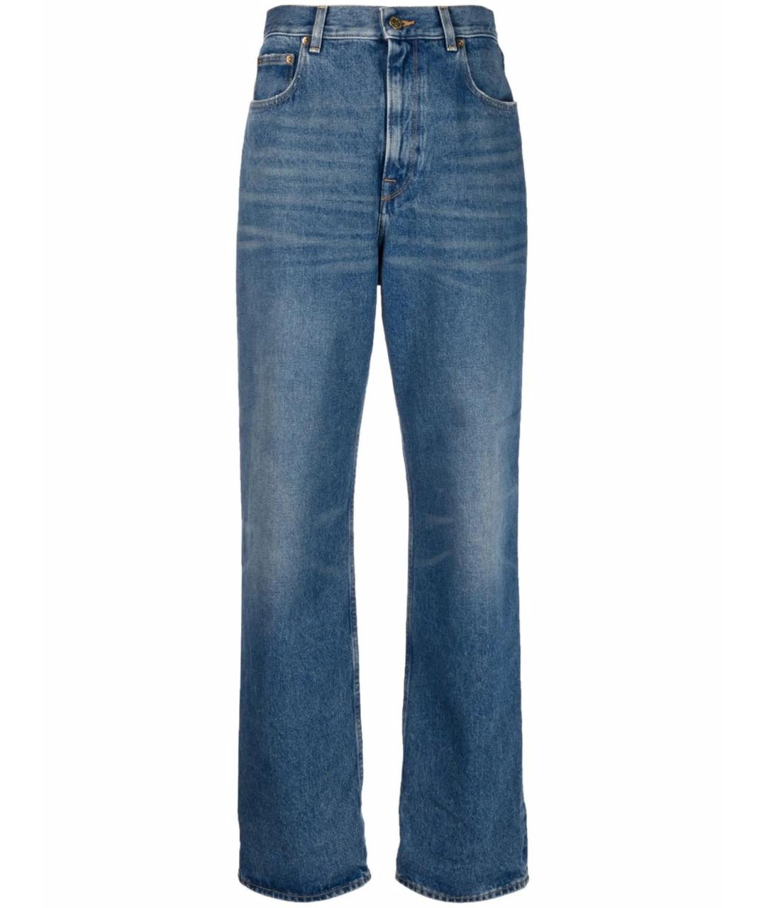 GOLDEN GOOSE DELUXE BRAND Синие хлопко-полиэстеровые прямые джинсы, фото 1
