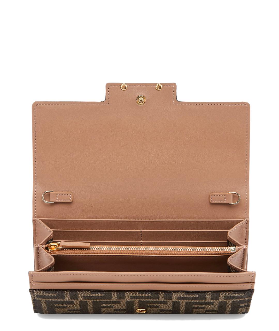 FENDI Коричневая кожаная сумка через плечо, фото 4