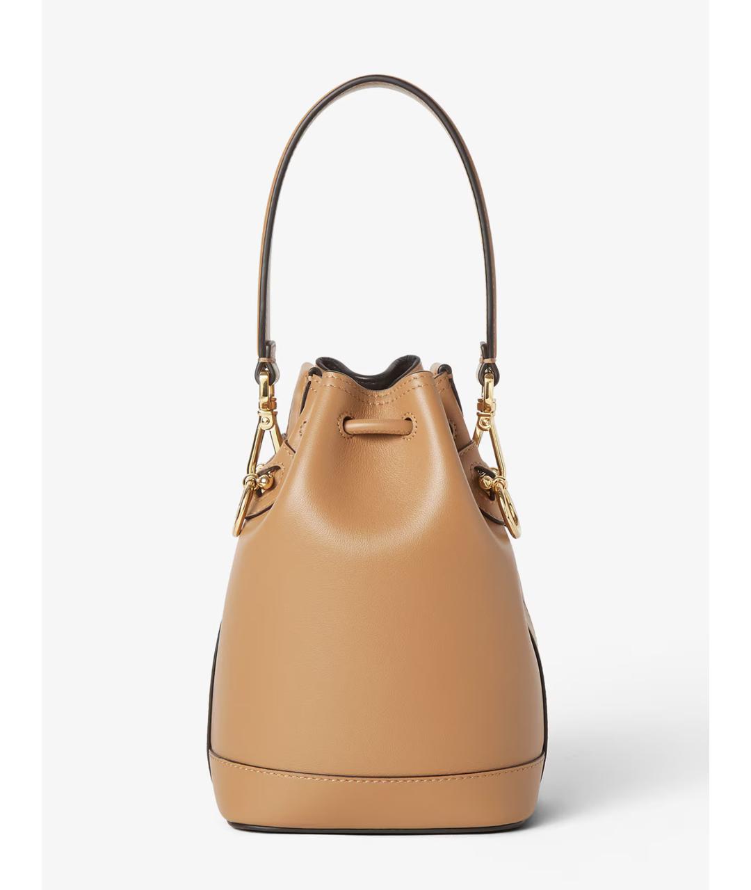 FENDI Бежевая кожаная сумка с короткими ручками, фото 4