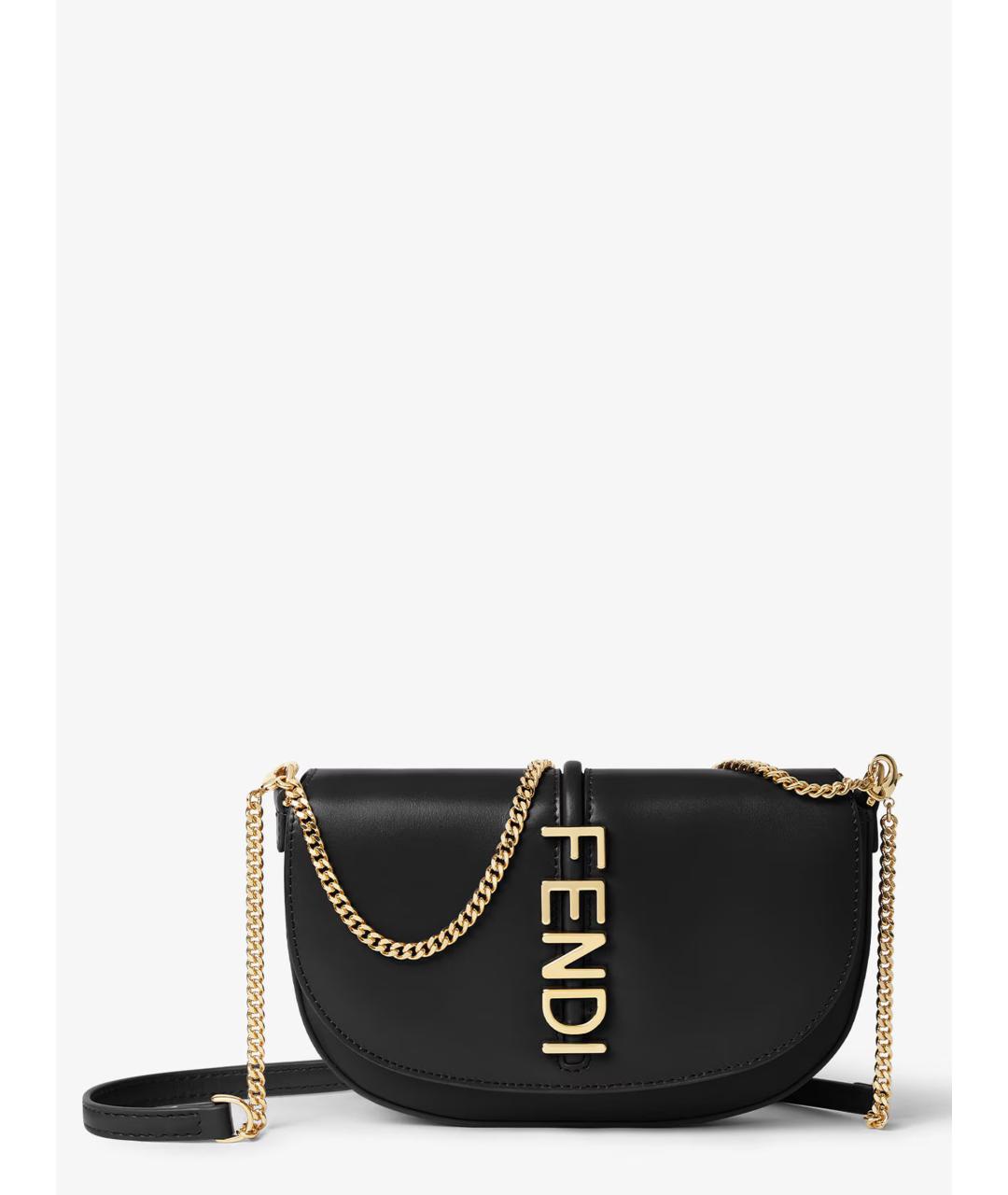 FENDI Черная кожаная сумка тоут, фото 3