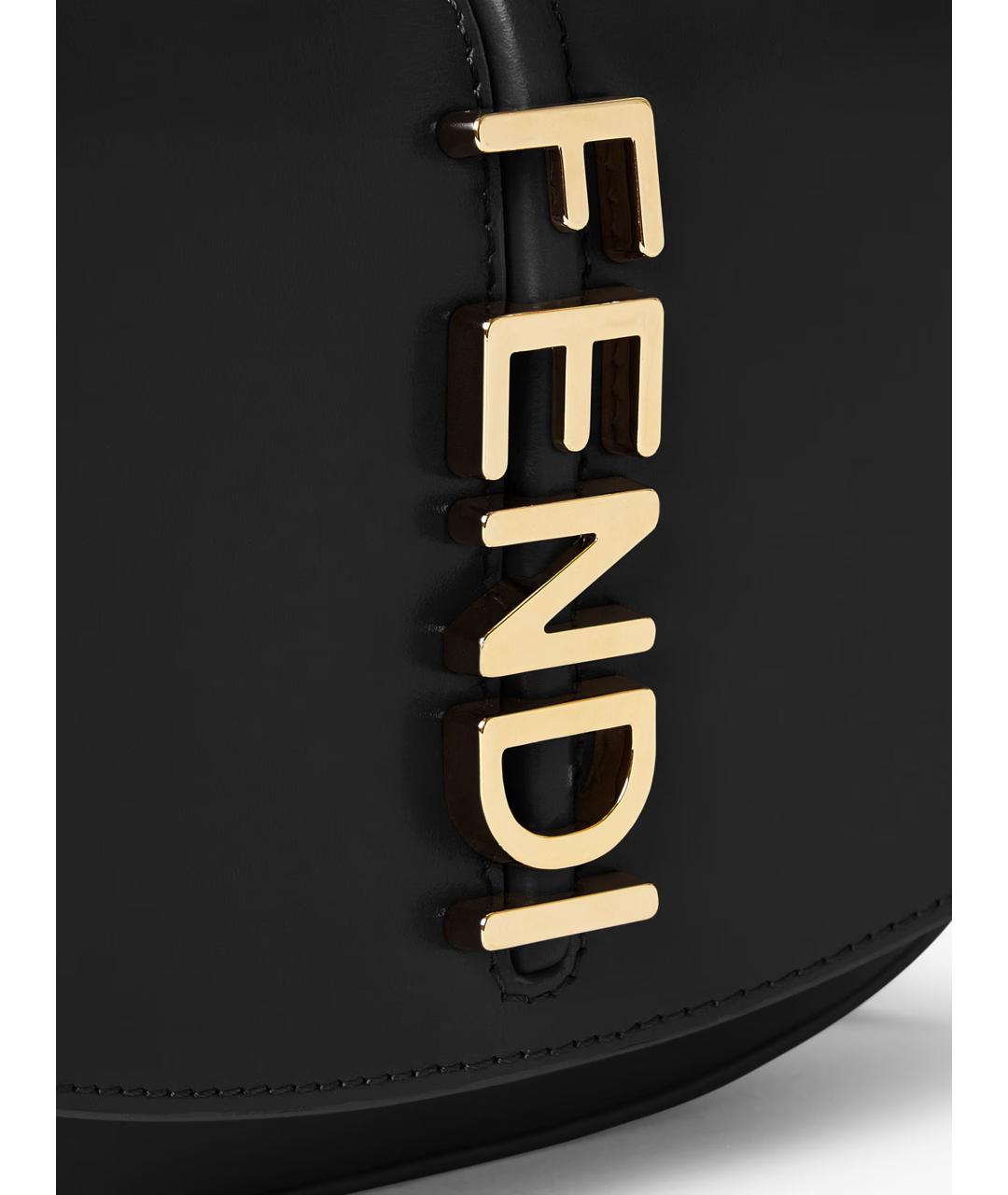 FENDI Черная кожаная сумка тоут, фото 6