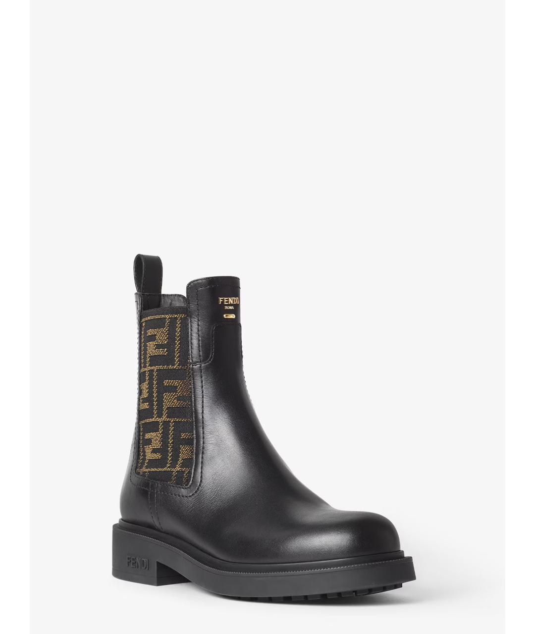FENDI Черные кожаные ботинки, фото 2