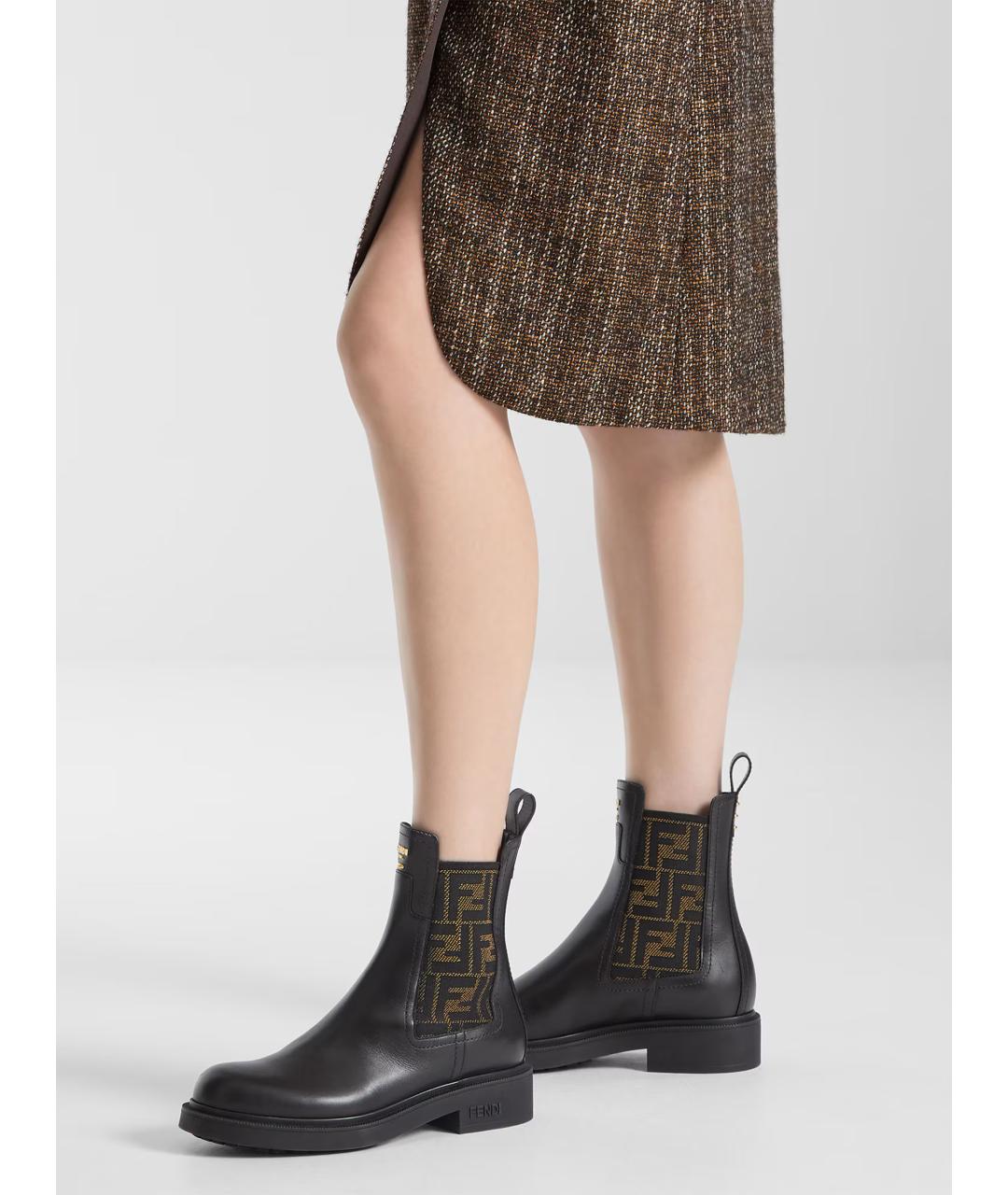 FENDI Черные кожаные ботинки, фото 5