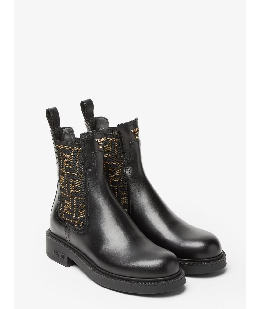 FENDI Черные кожаные ботинки, фото 4