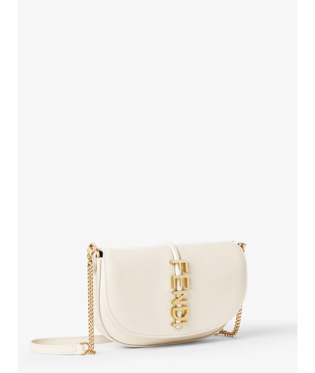 FENDI Белая кожаная сумка тоут, фото 3