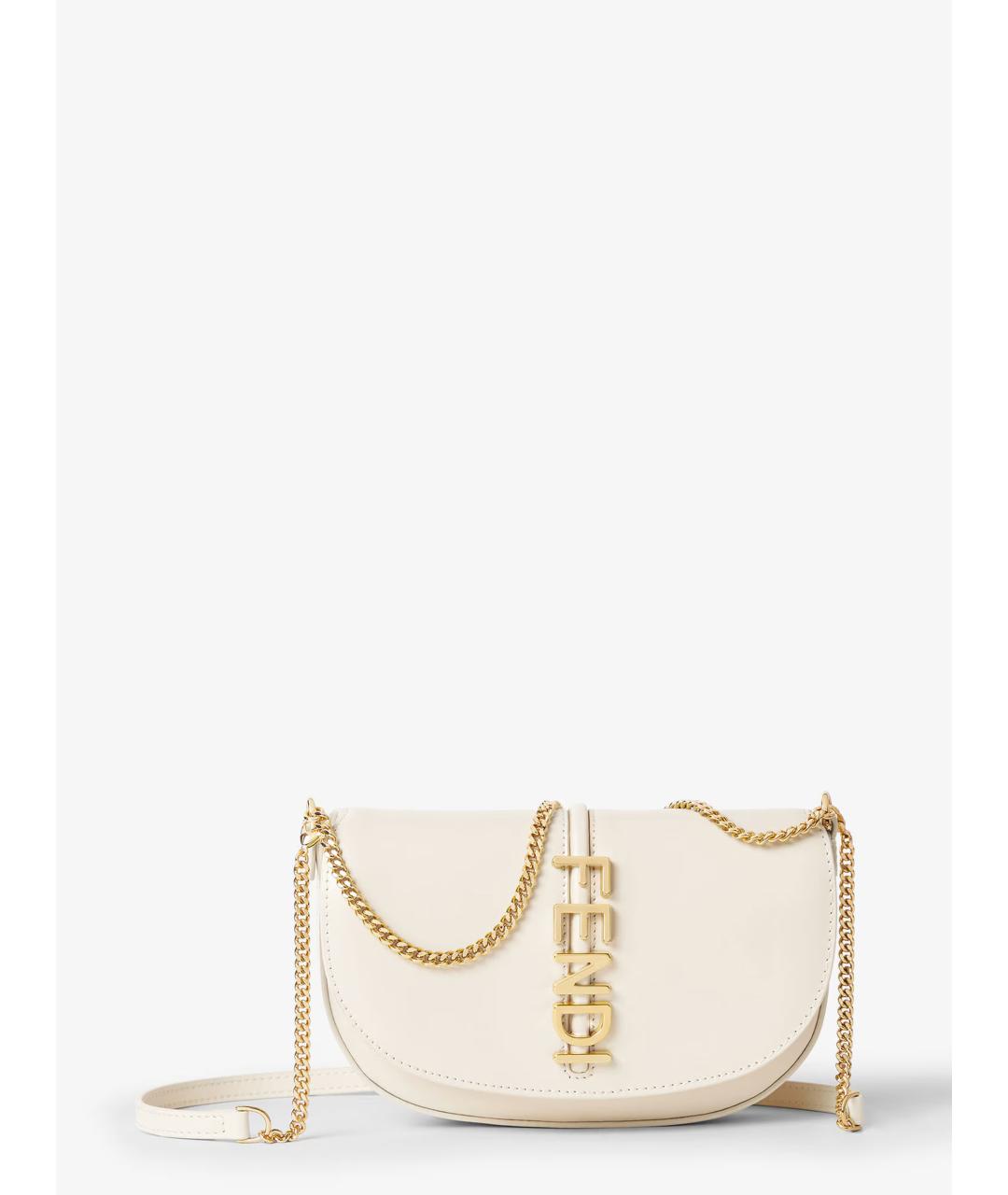 FENDI Белая кожаная сумка тоут, фото 2