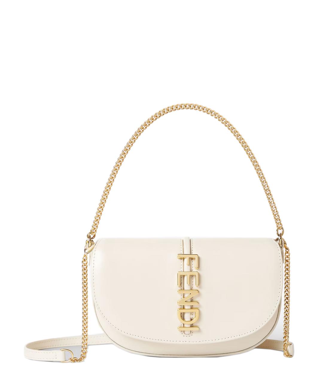 FENDI Белая кожаная сумка тоут, фото 1