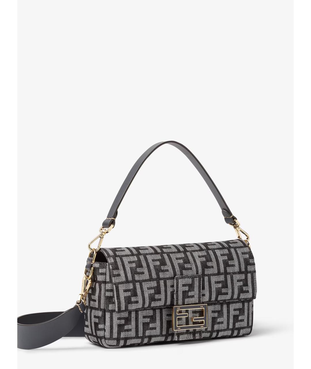 FENDI Антрацитовая кожаная сумка тоут, фото 3