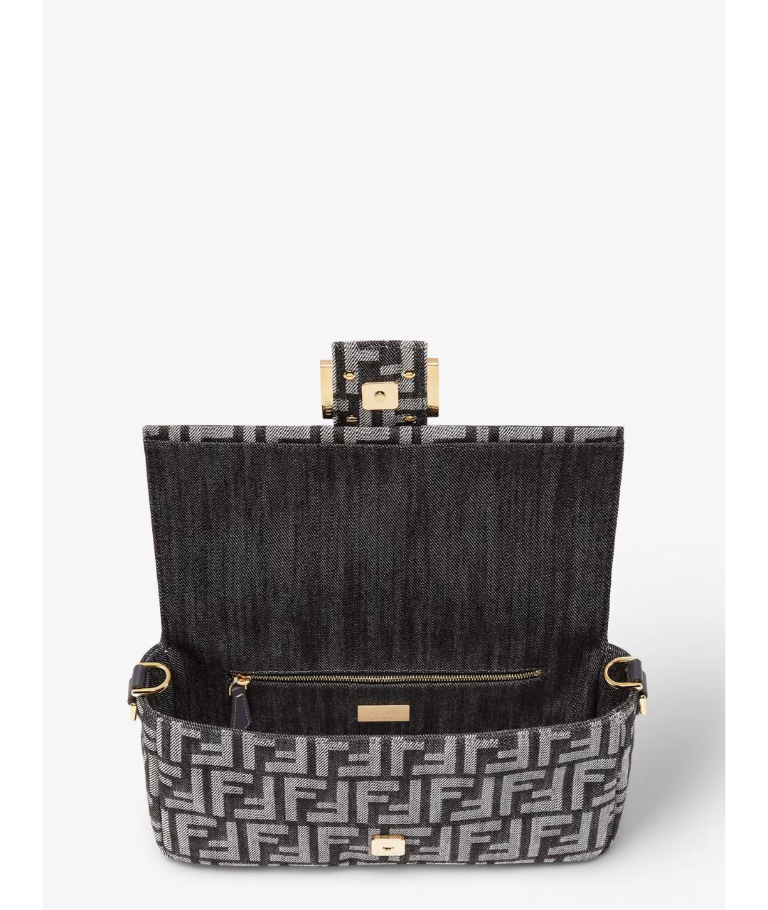 FENDI Антрацитовая кожаная сумка тоут, фото 4