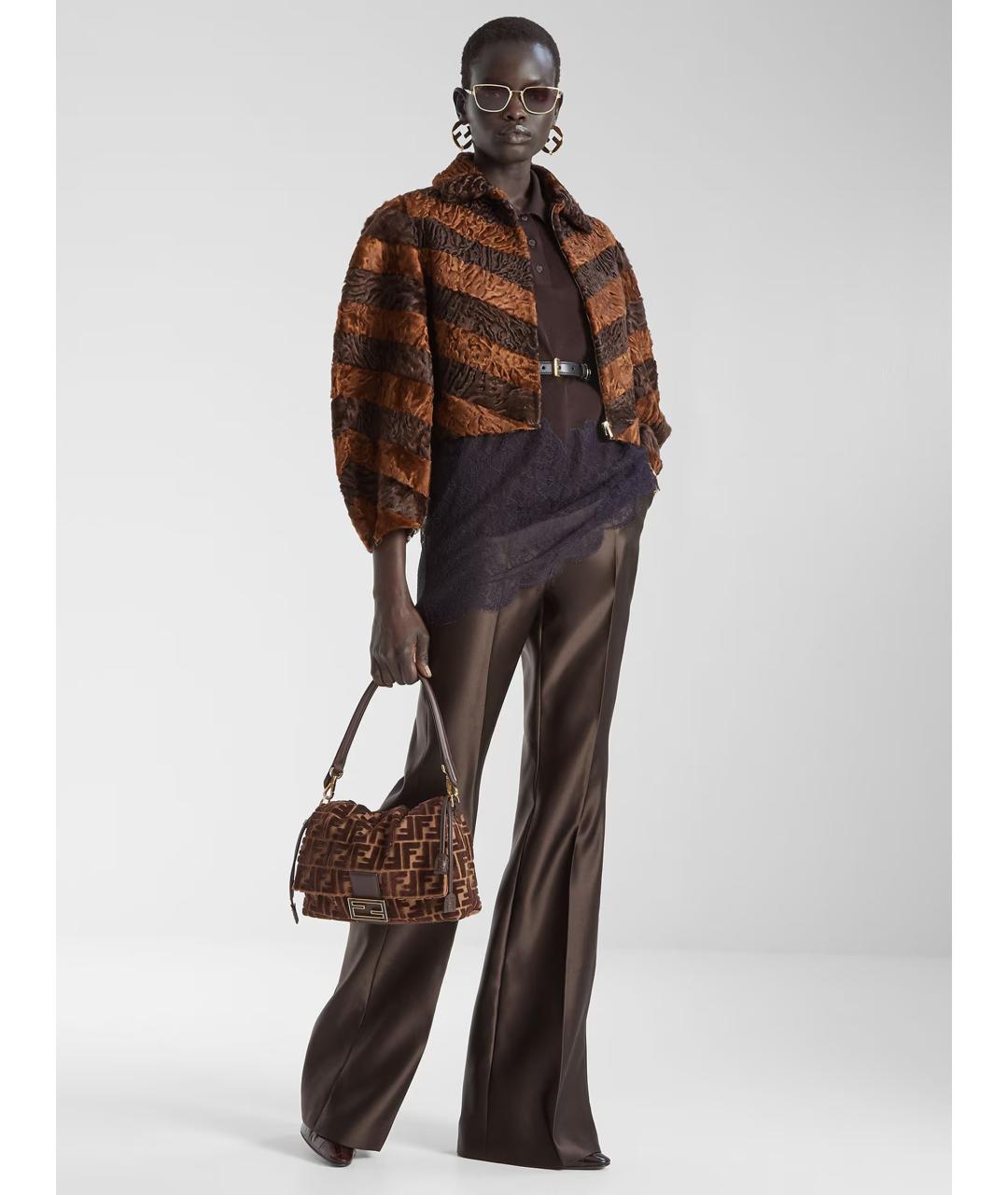 FENDI Коричневая сумка с короткими ручками, фото 7