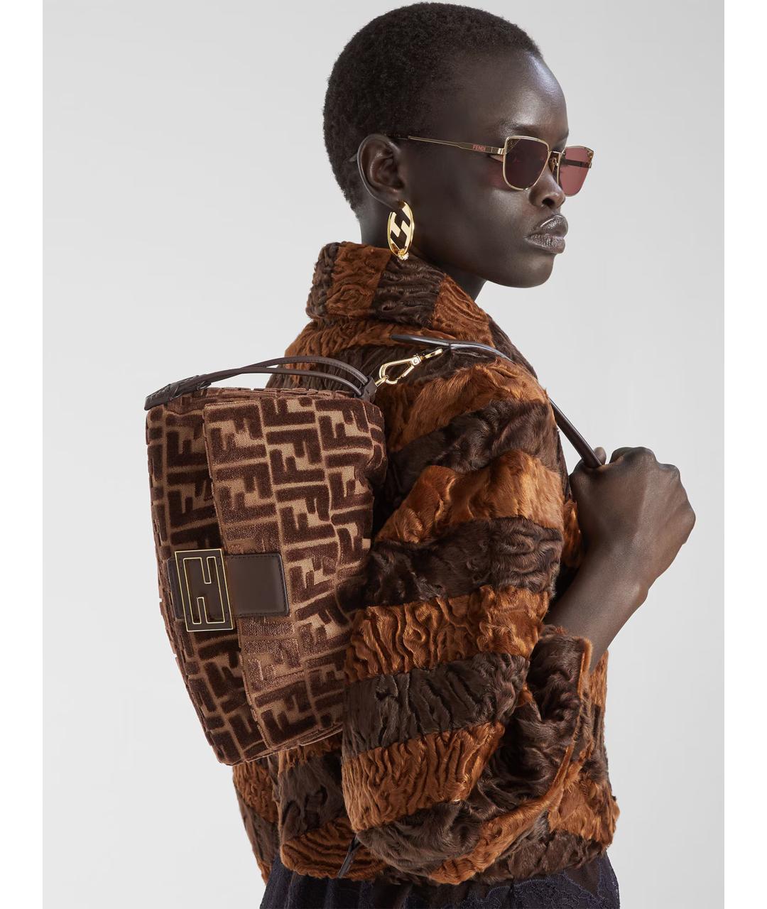 FENDI Коричневая сумка с короткими ручками, фото 2