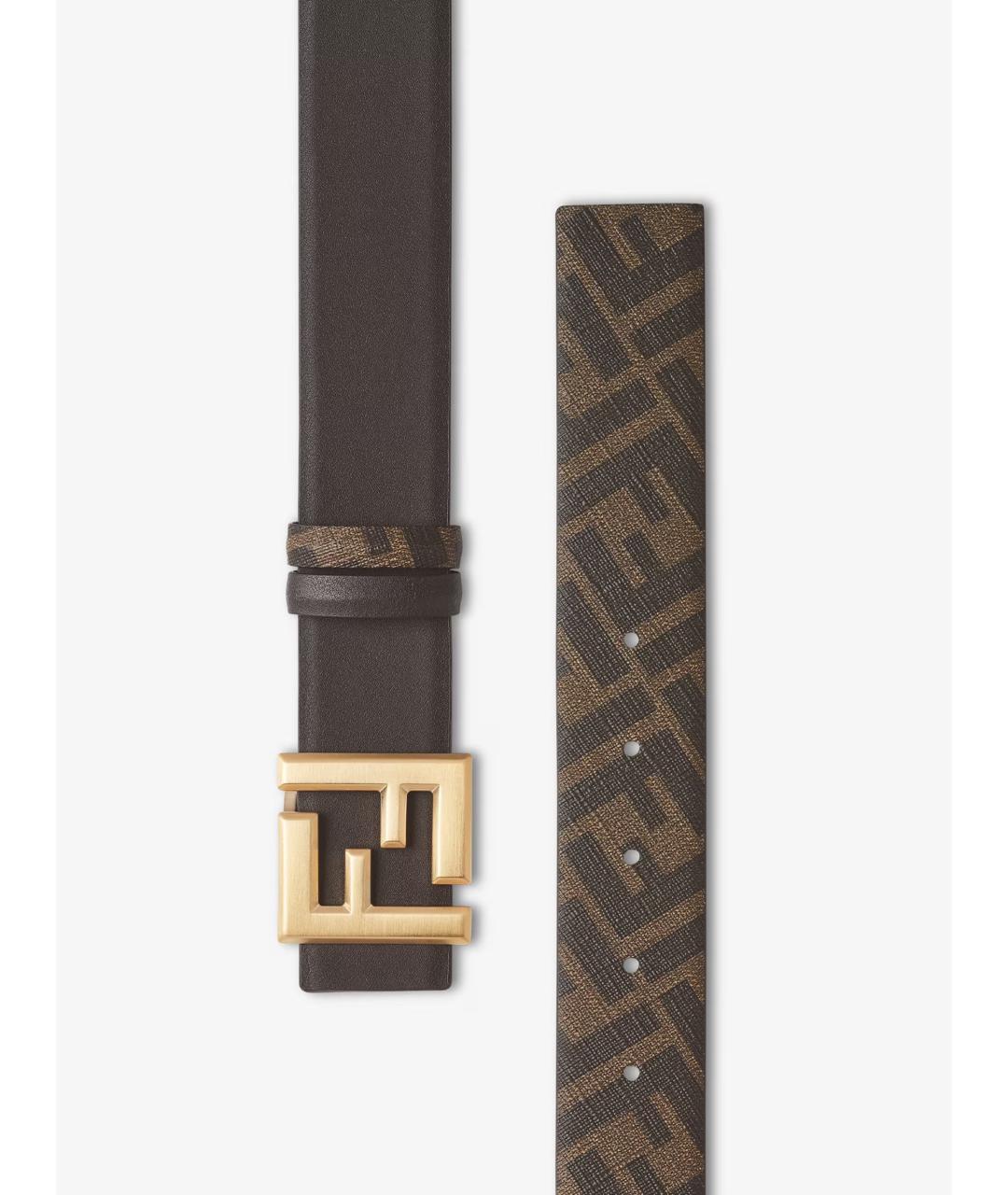 FENDI Коричневый кожаный ремень, фото 3