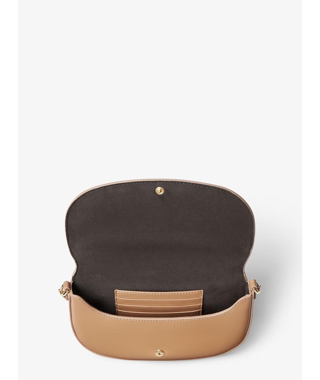 FENDI Бежевая кожаная сумка через плечо, фото 5