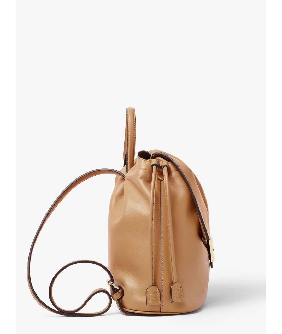 FENDI Бежевый кожаный рюкзак, фото 3