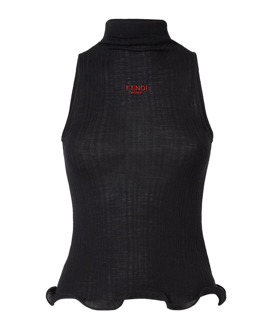 FENDI Черная хлопковая майка, фото 1