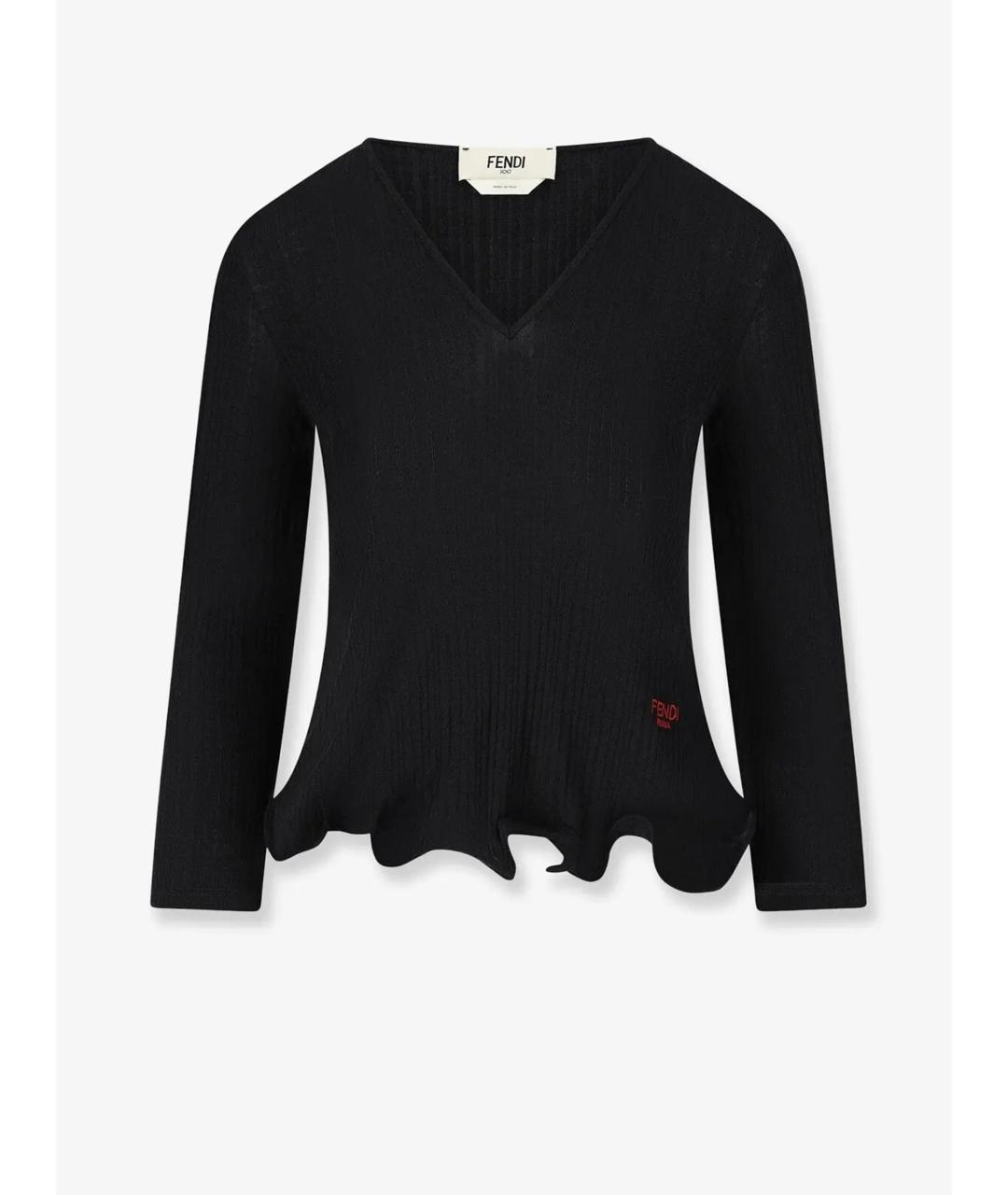 FENDI Черный шерстяной джемпер / свитер, фото 2